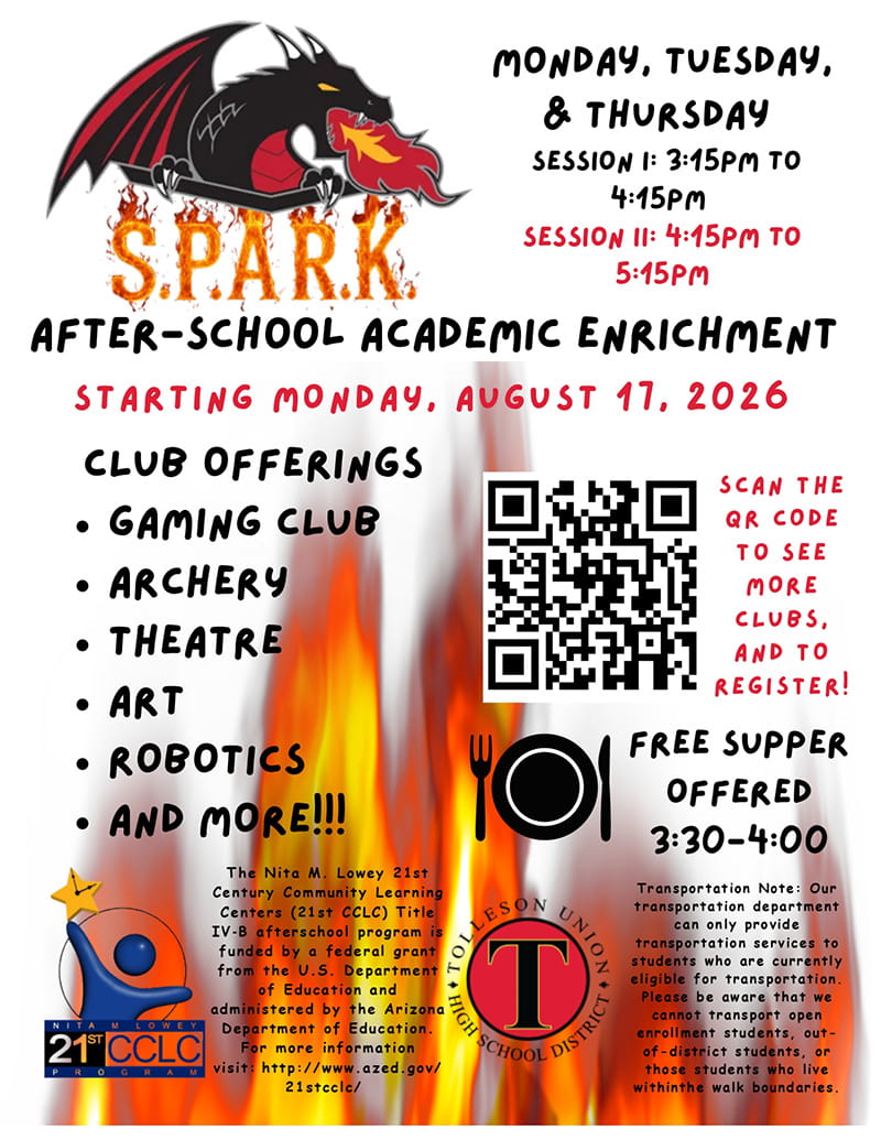 SPARK After-School Academic Enrichment flyer